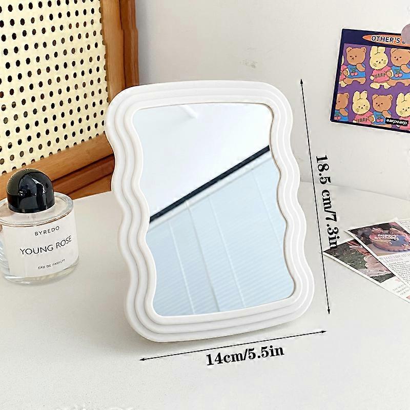 Corrugated Desktop Makeup Mirror Solid Color Simple Portable Handheld Makeup Mirror Foldable Student Compact Cute Mirror
