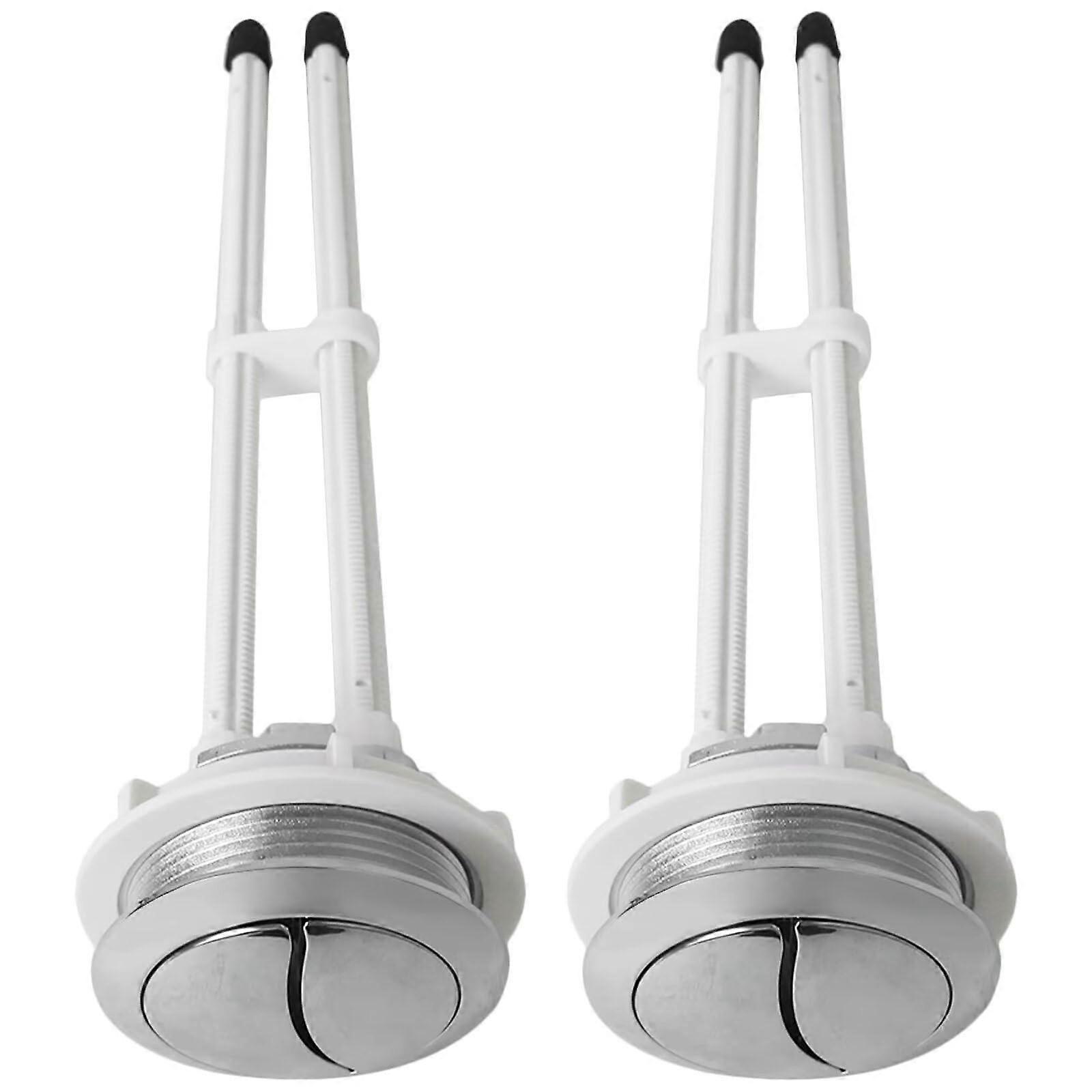 Toilet Flush Button 48mm Dual Flush Replacement Kit, Adjustable Rod, Universal Lid Mount, 2 Pack