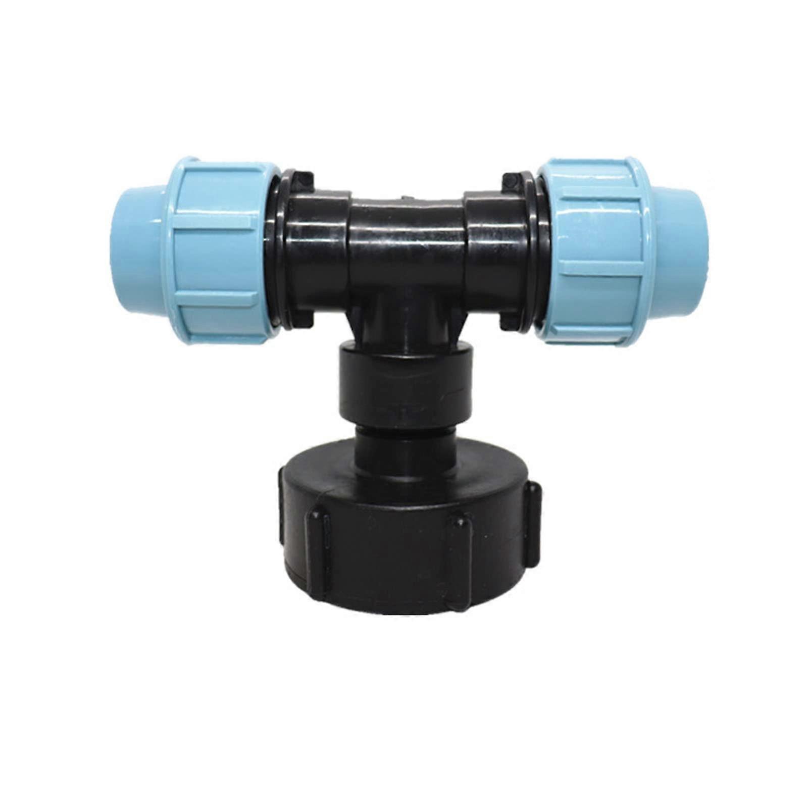 IBC Tank Adapter S60x6 Thread Tee Connector for MDPE Water Pipe 25mm Outlet Easy Flow Control