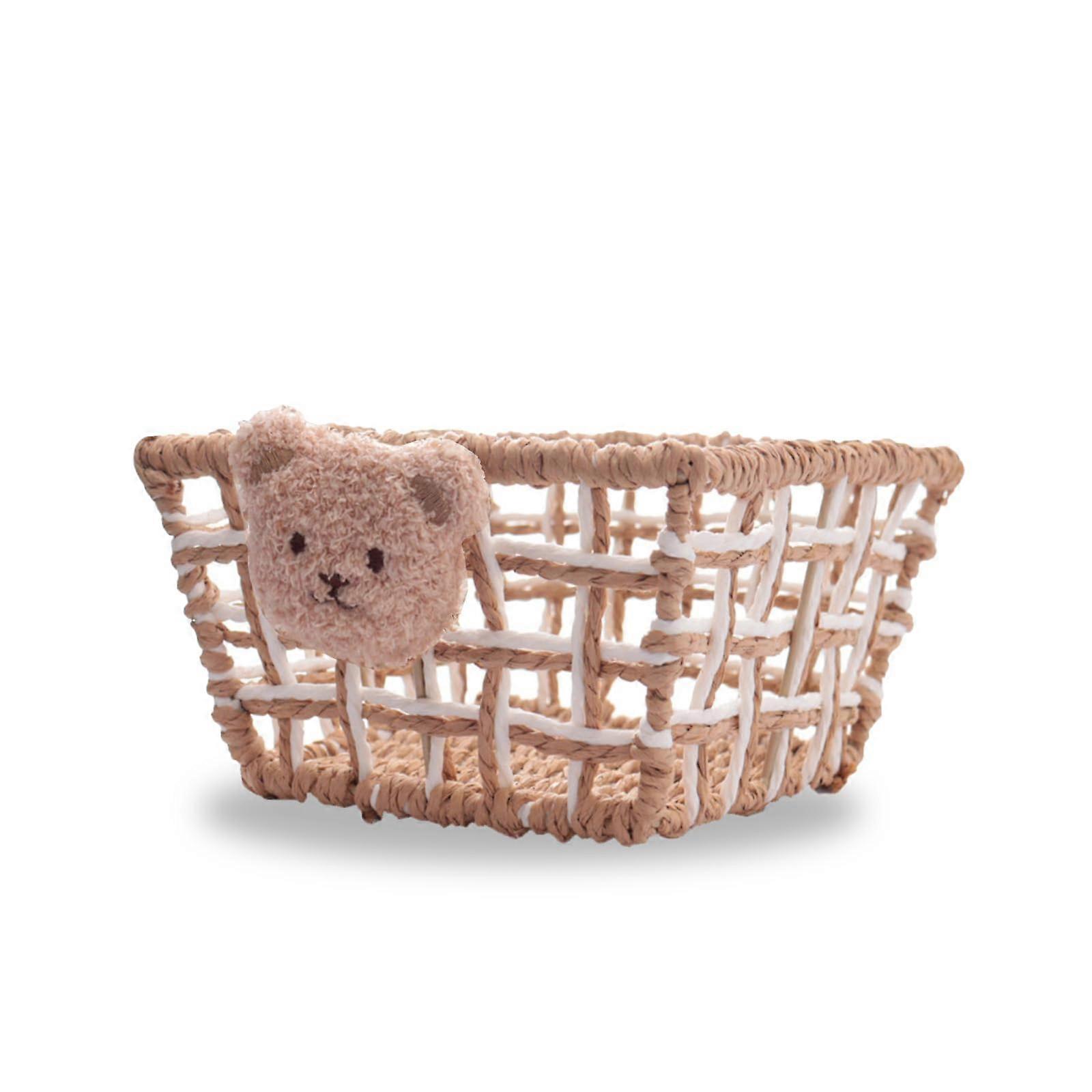 Small Woven Hyacinth Storage Basket with Durable Steel Frame and Handles for Home Organization