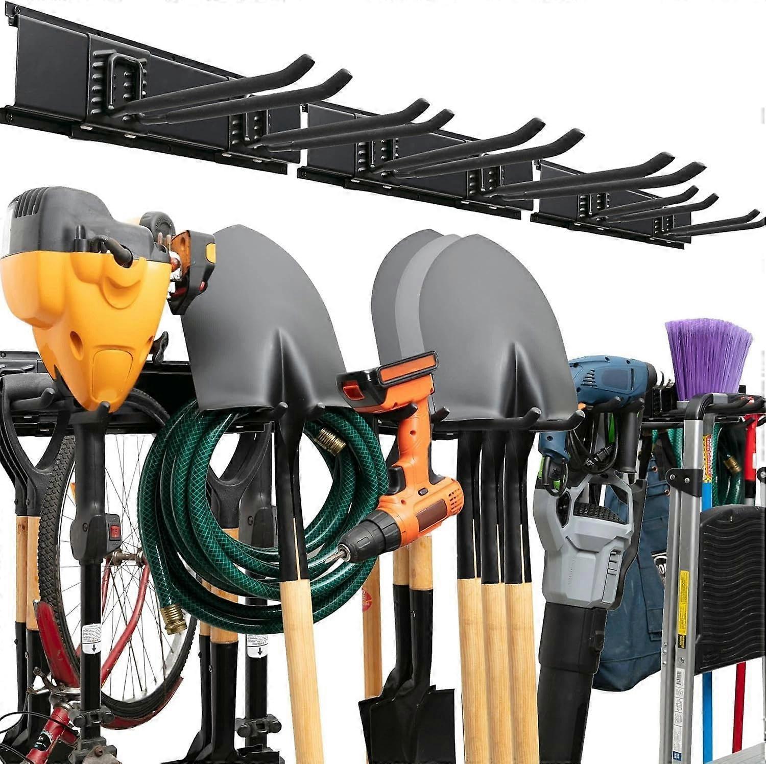 48 Inch Garden Tool Organizer Wall Mount Rack with Heavy Duty Adjustable Holders for MultiTool Storage