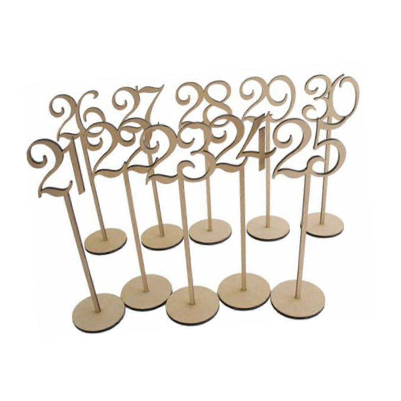 2130 Rustic Wooden Wedding Table Numbers with Base for Easy Guest Seating and Reception Decor