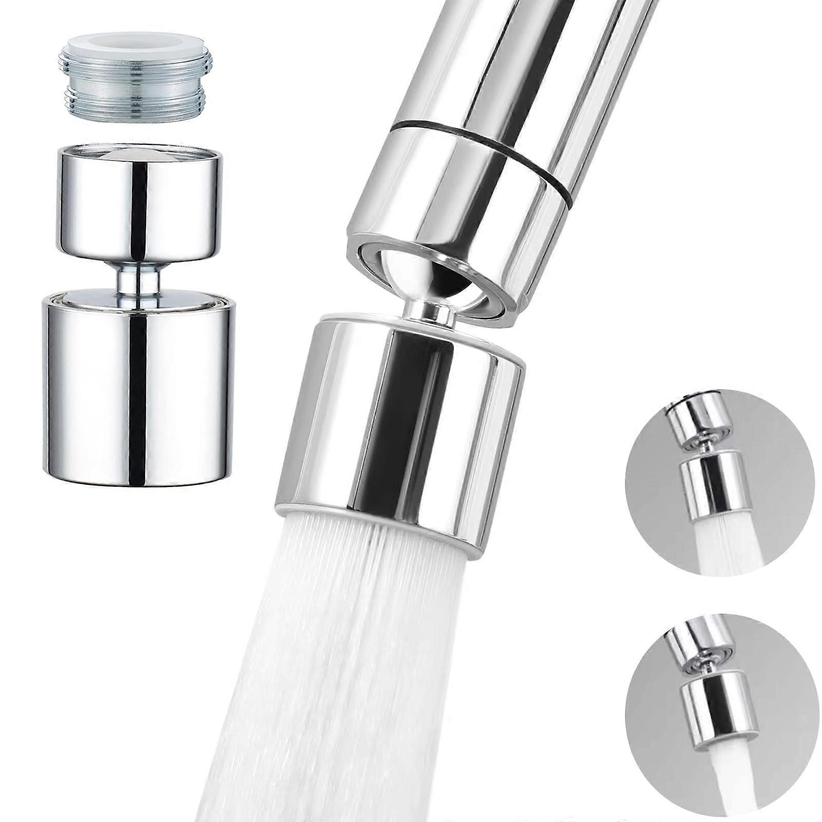 Kitchen Faucet Aerator 360° Swivel Dual Mode Sprayer Head Replacement with Water Saving Filter Chrome