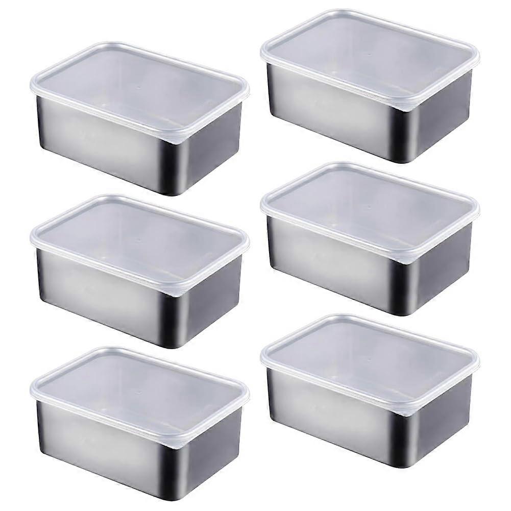 6 Pcs Stainless Steel Food Storage Containers with LeakProof Lids, Stackable Metal Lunch Boxes