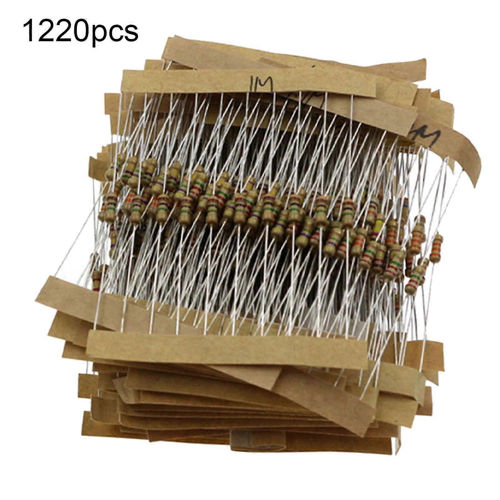 1220pcs 1/4w 5% 0.33-4.7m Resistor Pack Compact Easy To Use Versatile Various Values Resistor Assortment For Factory