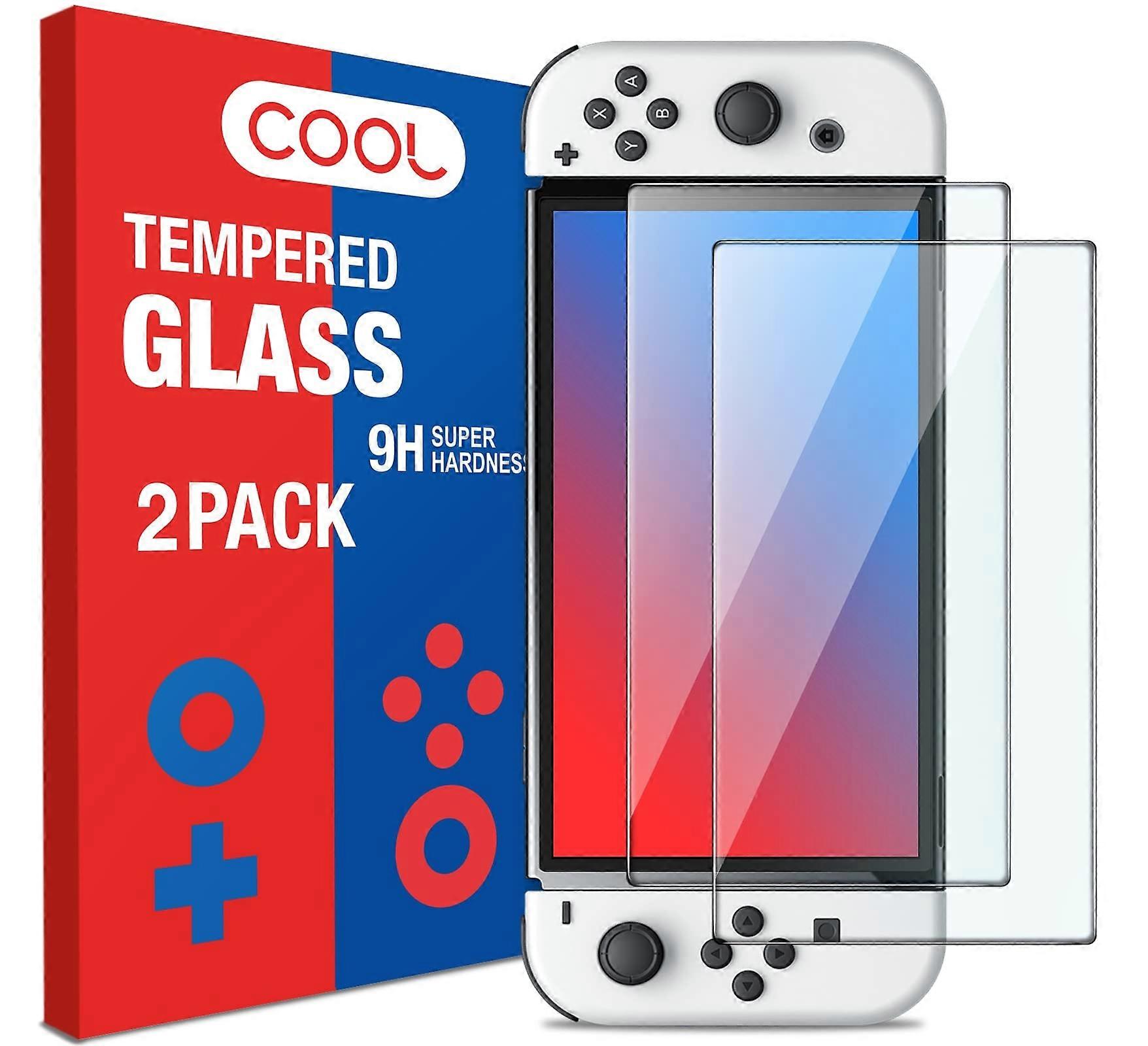 2 Pack Screen Protector for Nintendo Switch OLED, 9H Tempered Glass, AntiGlare, Bubble Installation
