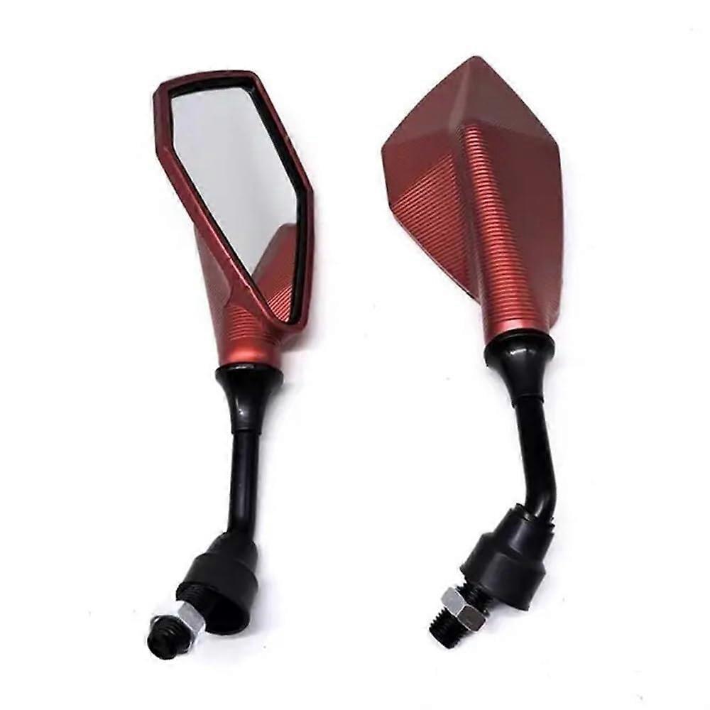 Universal Side Wing Motorcycle Rearview Mirror with AntiGlare Wide View Adjustable Lens Red