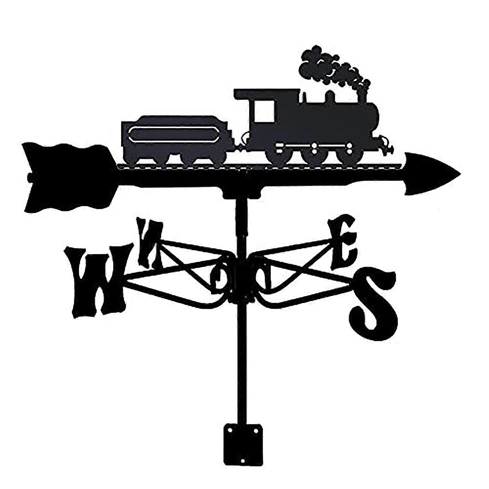 Decorative Garden Weather Vane with Train Ornament, RustResistant Outdoor Wind Direction Indicator