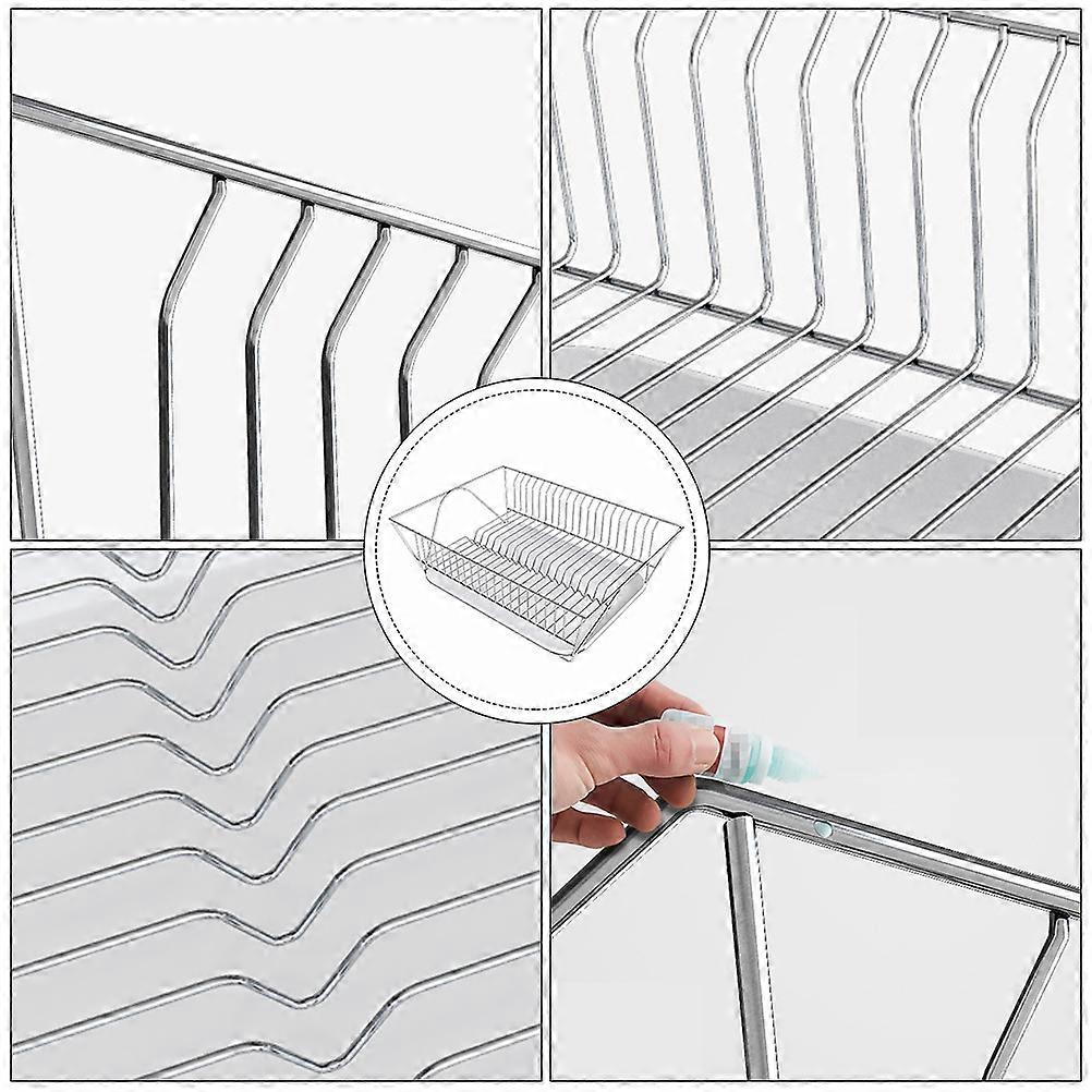 Stainless Steel Storage Rack Tableware Draining Rack For Kitchen Organization In Silver 1Set