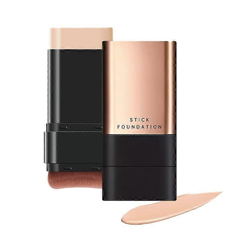 Hydrating Foundation Stick with Brush, Full Coverage Waterproof LongLasting Korean Makeup (Natural)