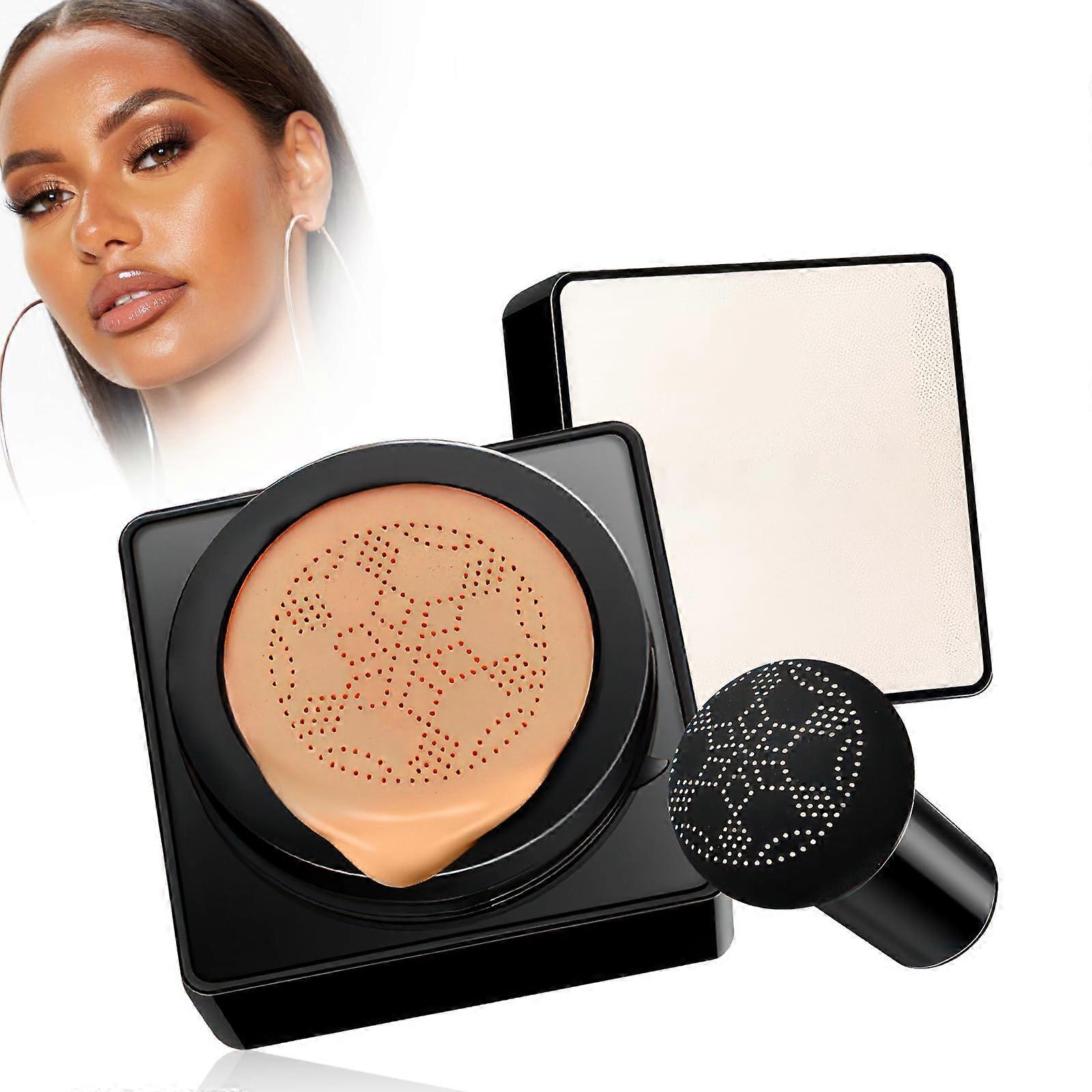 CC Cushion Foundation with Mushroom Head Applicator, LongLasting Waterproof Natural Finish Medium