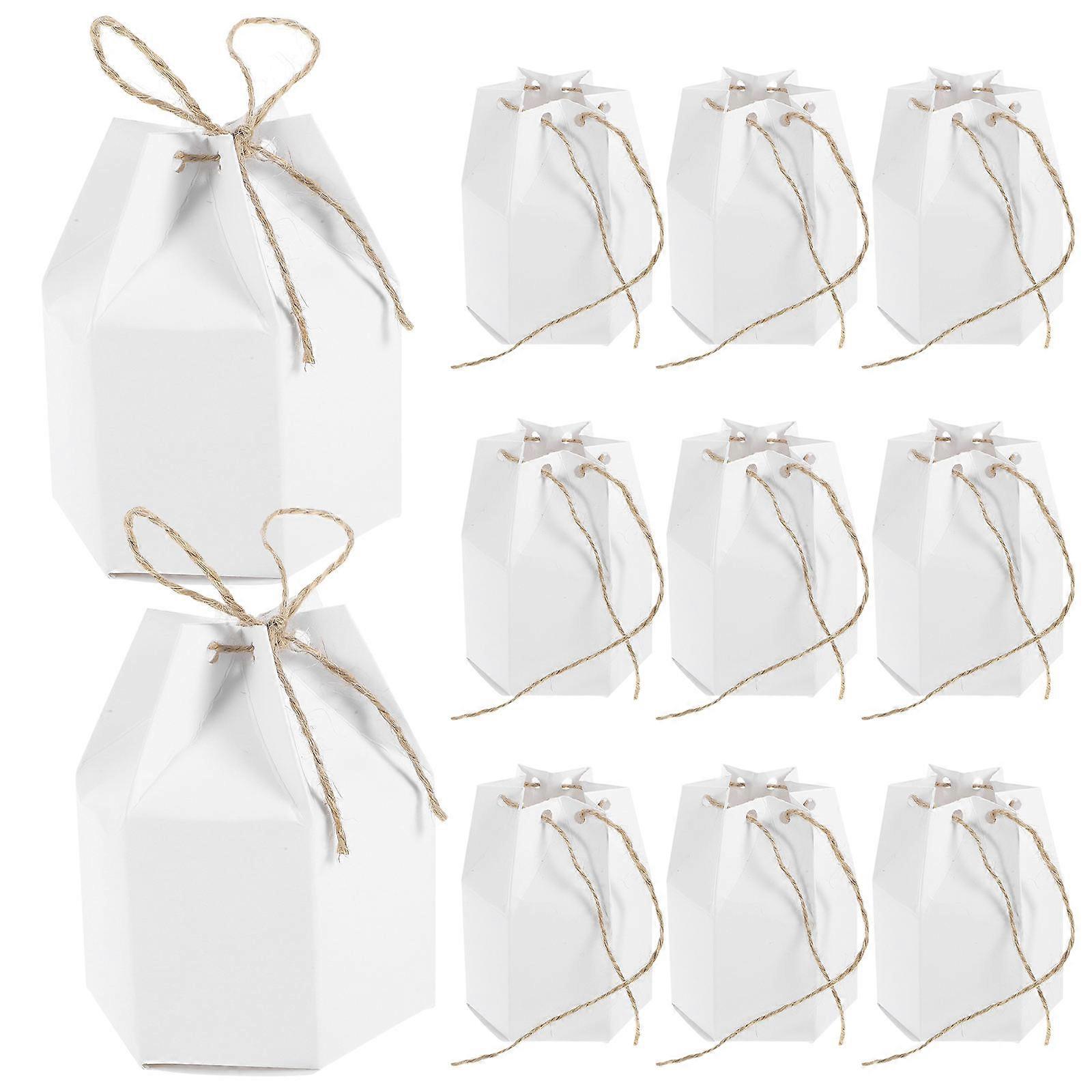 Paper Candy Boxes Candy Box for Storage Use 50Pcs Hexagon White Paper