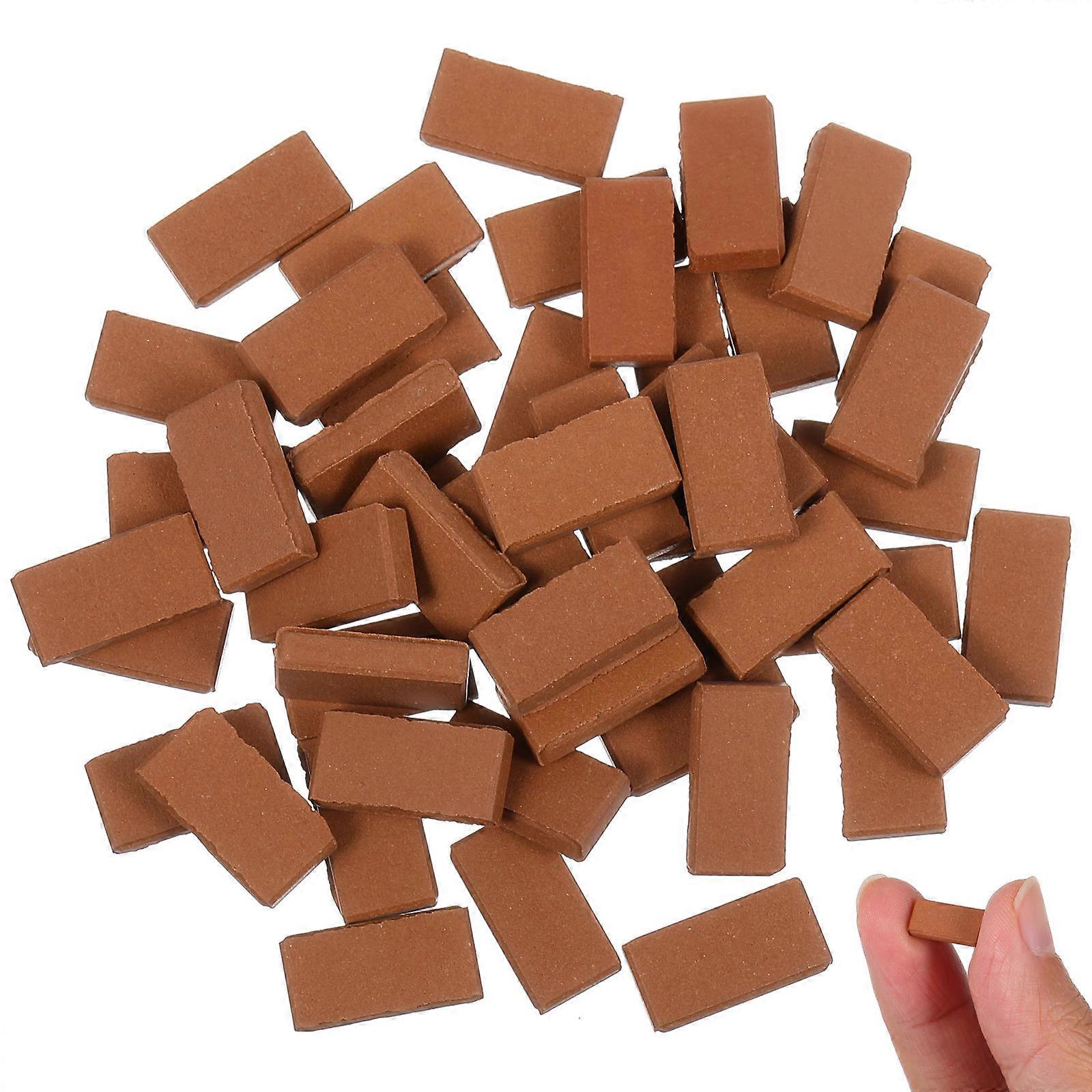 Mini Bricks DIY Miniature Bricks for Model Decor 50Pcs Brown Clay Set