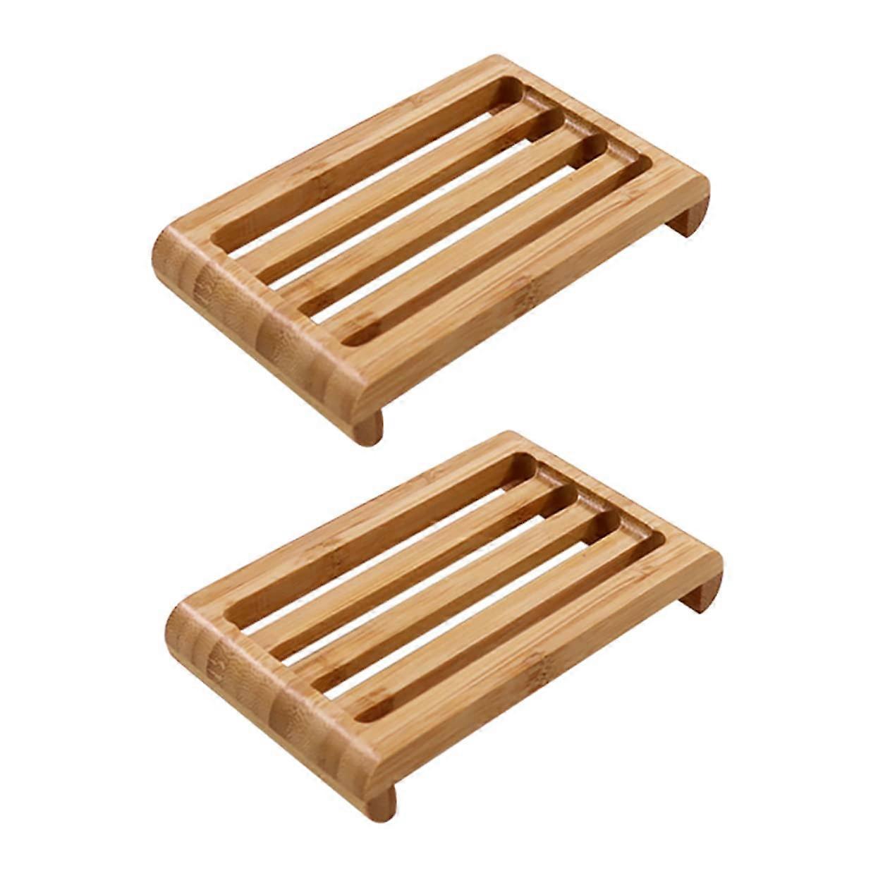 2pcs Natural Drainable Soap Dish and Holder for Bathroom or Kitchen Sink, Fast Draining Design