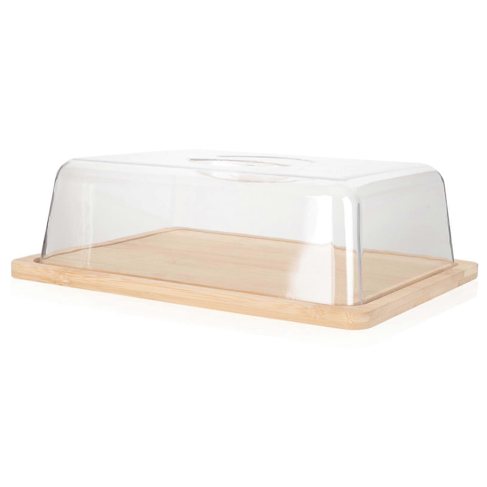 Butter Dish with Lid and Large Rectangular Cheese Tray with Transparent Dome for Kitchen Storage