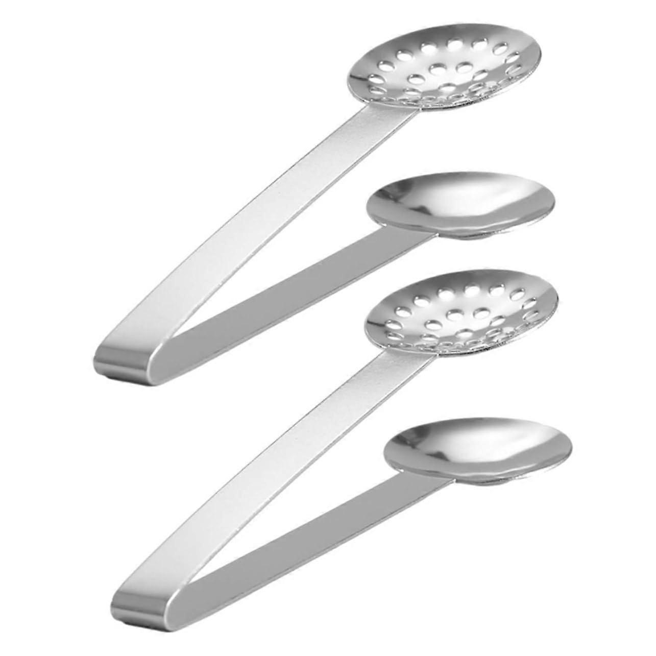 2pcs Stainless Steel Tea Bag and Ice Cube Tongs Durable Multipurpose Serving Tool