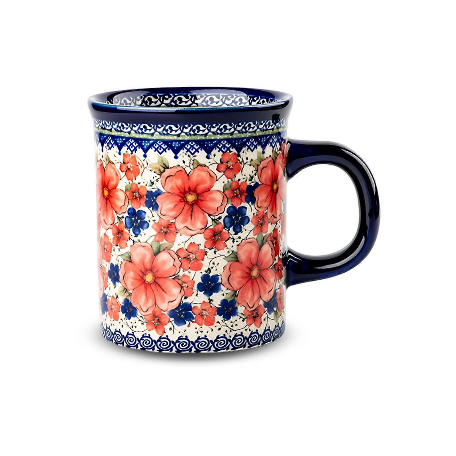 Large Ceramic Coffee Mug with Handle 440ml Boho Floral Tea Cup Dishwasher Microwave Safe