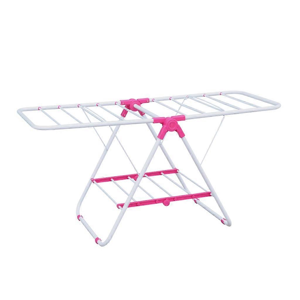 Clothes Drying Rack with Foldable Wings for Windowsill and Balcony, Large Capacity Pink 138cm