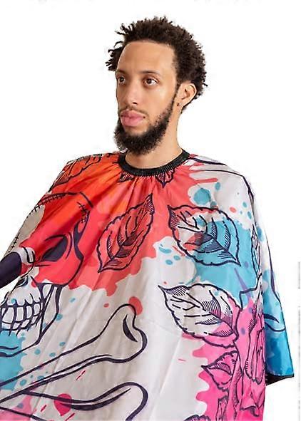 Waterproof Barber Cape for Adults with Adjustable Neck and Skull Design Polyester