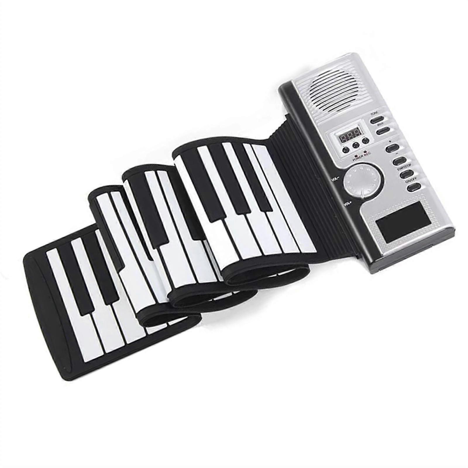 61 Key Electronic Keyboard Piano with Foldable Silicone Design, LCD Display, 128 Tones for Beginners
