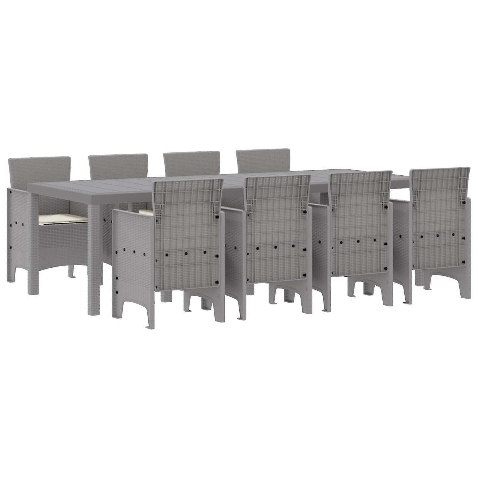 vidaXL Tuin Eetset 9 pcs Wit Polypropyleen