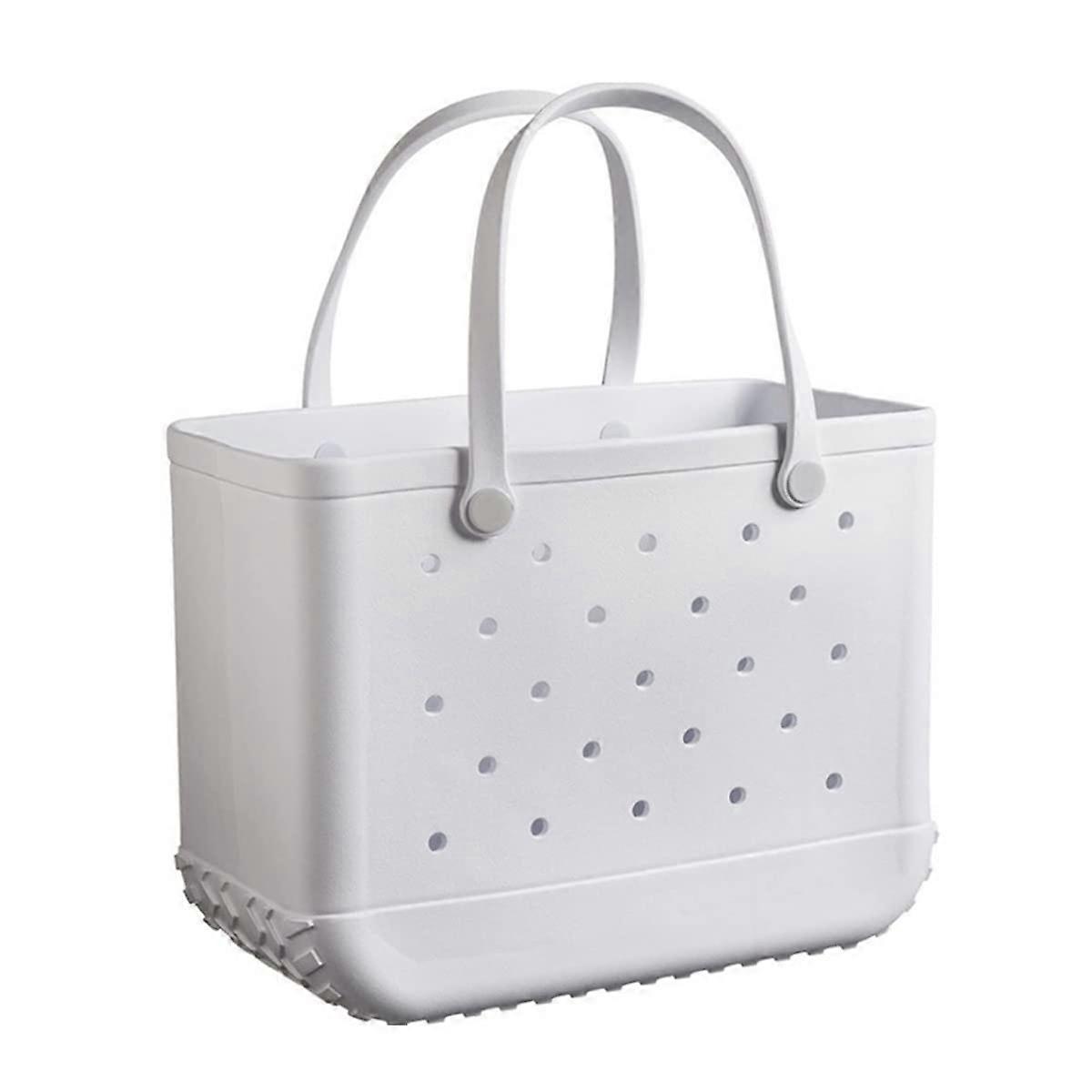Oversized Waterproof Rubber Beach Tote Bag, Sandproof EVA Large Capacity Washable White