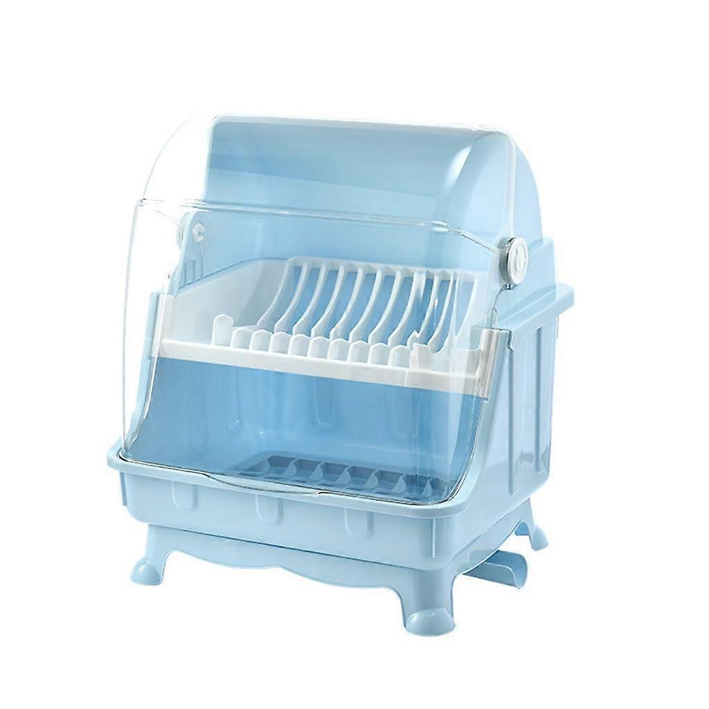 Kitchen Dish Drying Rack with Transparent Dust Cover, DoubleLayer Countertop Organizer