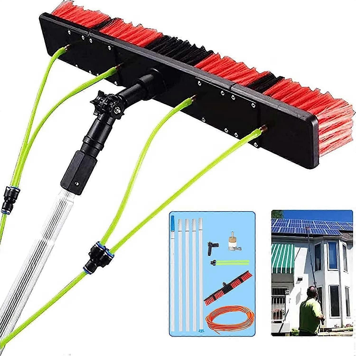Window Cleaning Pole and Solar Panel Cleaning Kit with 12m Telescopic Waterfed Brush