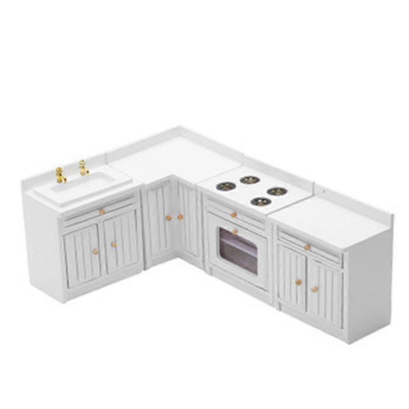 1/12 Scale Doll House Miniatures Kitchen Cabinets Set,White