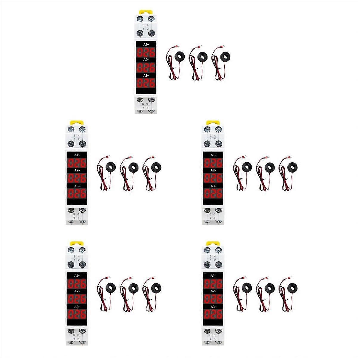 Din Rail Mount 3 Phase Ampere Meter Mini Modular Current Meter