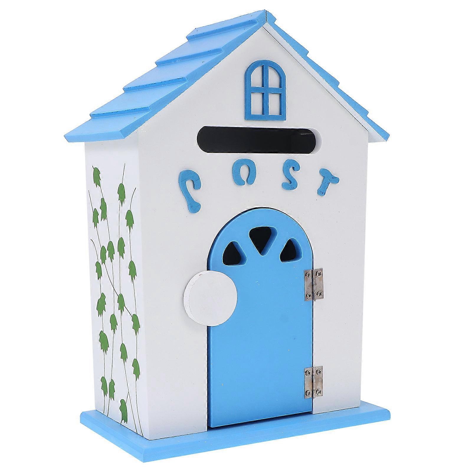 Wood Mailbox Wall Mounted Letter Box for Decoration