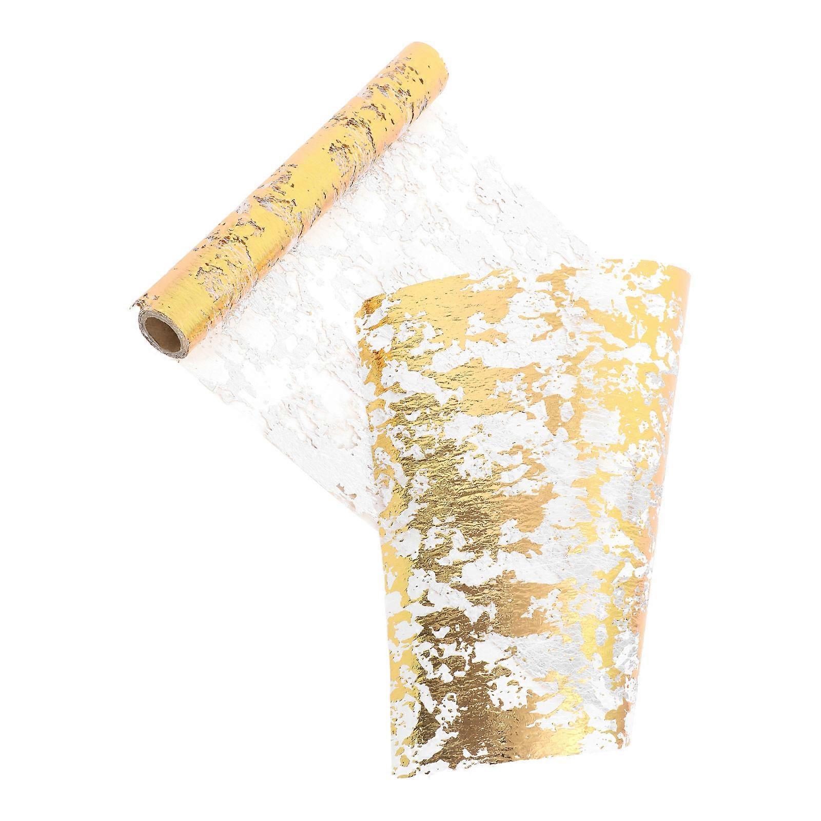 Golden Glitter Table Runner for Decoration 1 Roll Polyester Mesh
