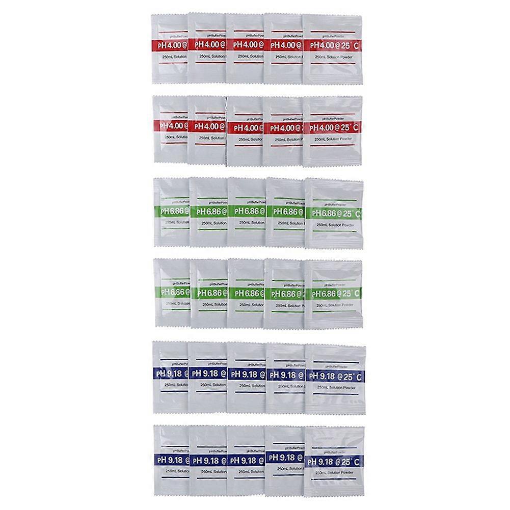 30Pcs PH Powder Solution Buffer Calibration Sachet PH4.00/ PH6.86/PH9.18 PH Calibration Solution Packets