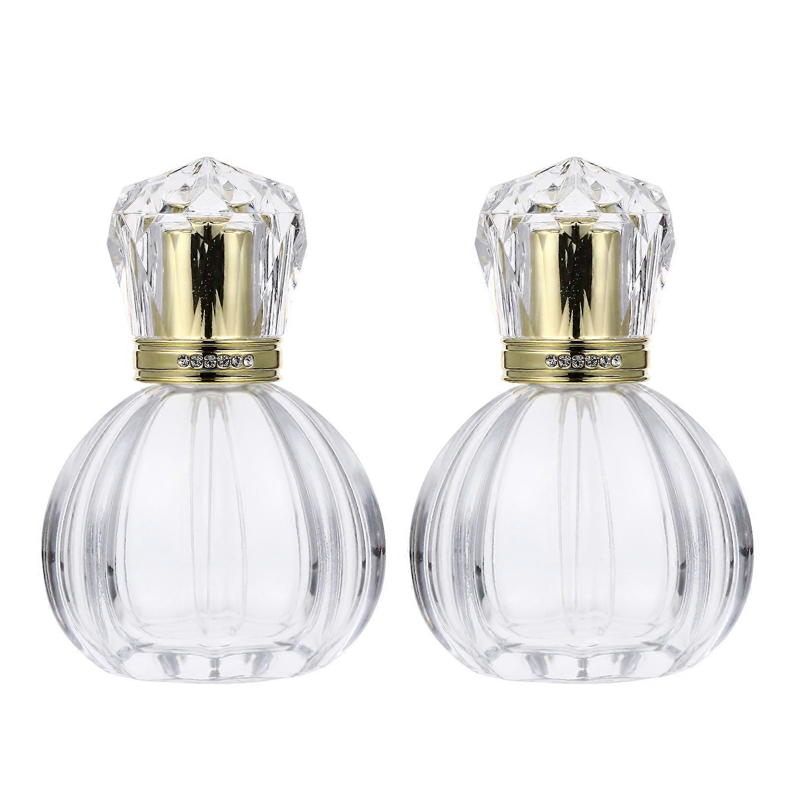 Glass Perfume Bottle Transparent Spray Bottles for Storage 2Pcs 50Ml Set