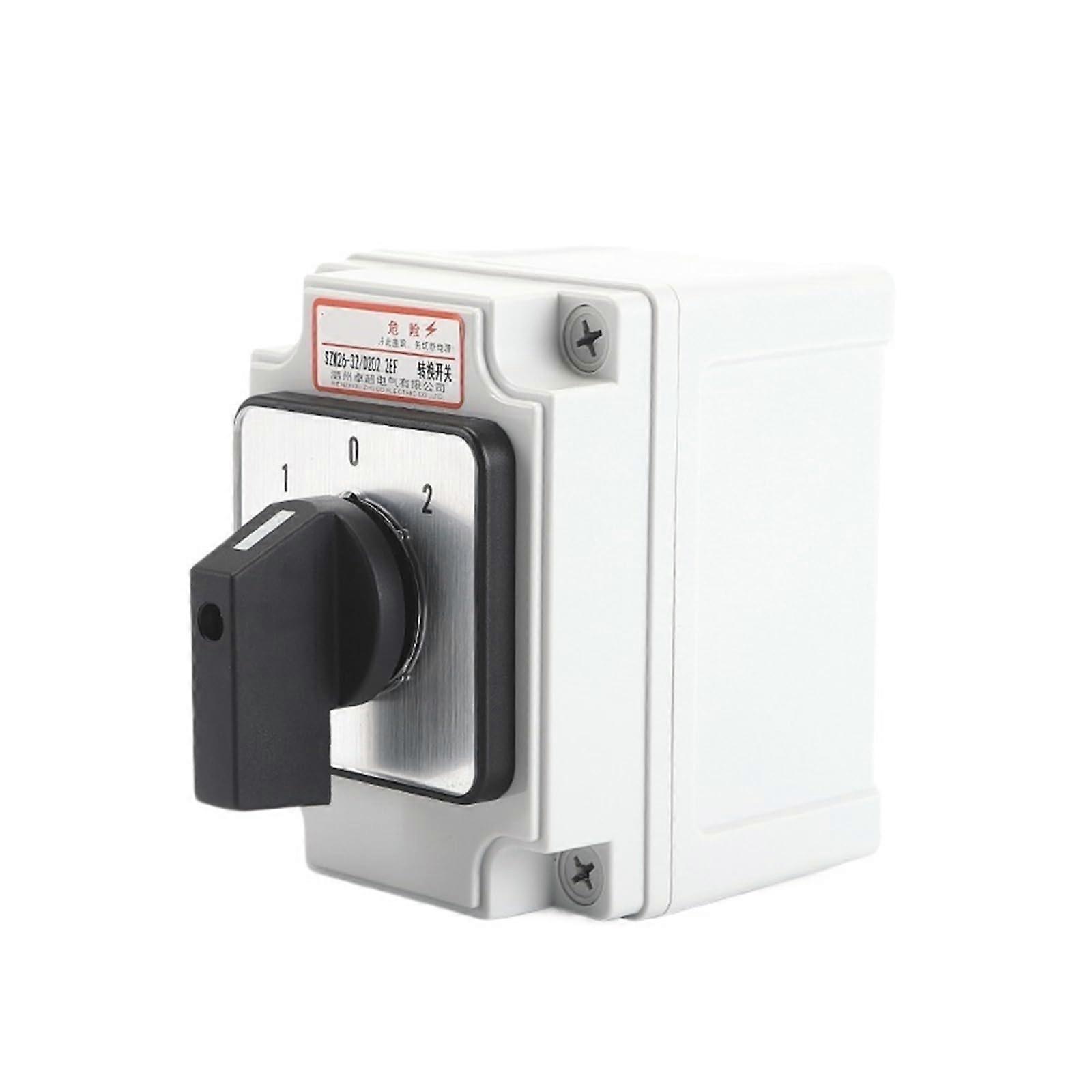 32A 3 Position Rotary Cam Switch for 2 Phase Quick Source Changeover with Enclosure