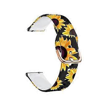Waterproof 20mm Silicone Sport Band Sunflower for Garmin Vivoactive 3 and Forerunner 645 Music