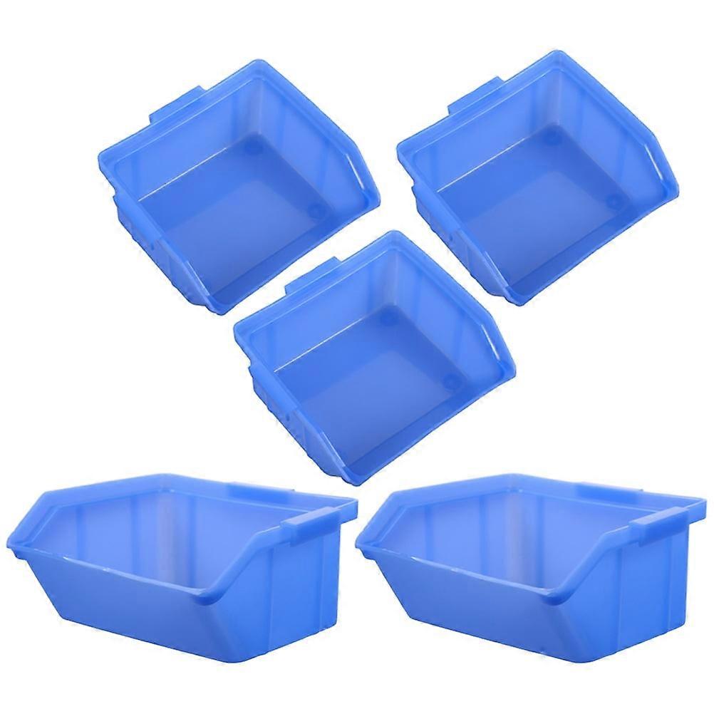 5Pcs Warehouse Storage Boxes Blue ABS Plastic Stackable Tool Organizer for Garage