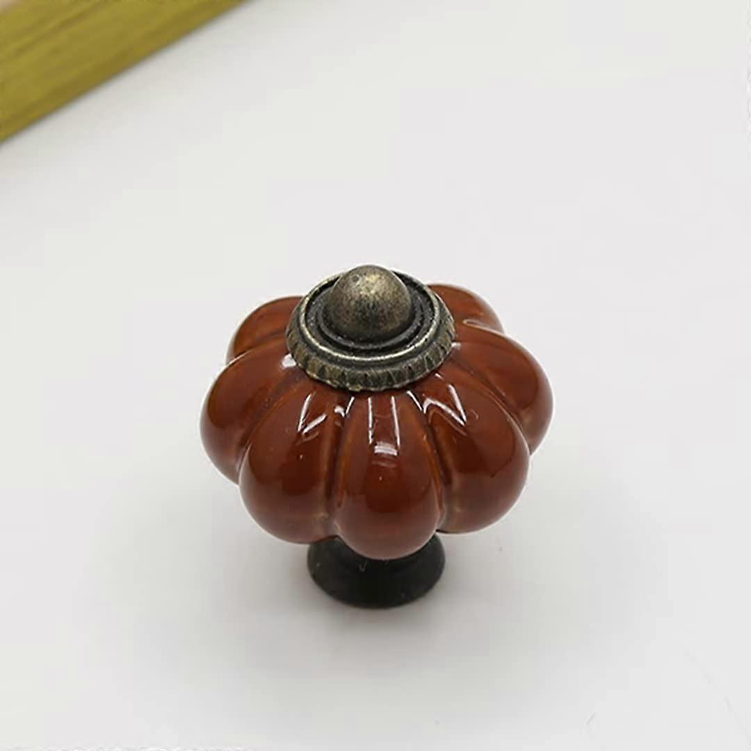 Modern Brown Door Handles, 5 Pack Single Hole Cabinet and Closet Pulls with Porcelain Knobs