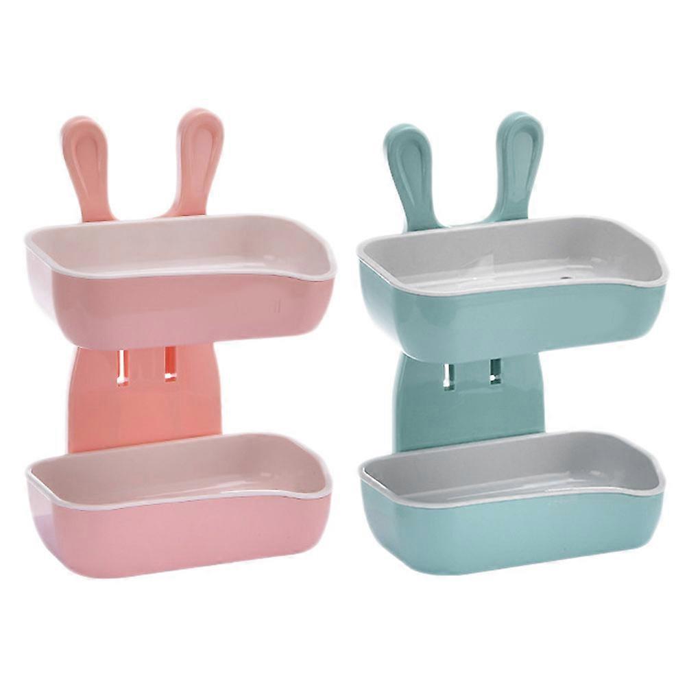 Soap Rack Double Layer for Storage 2Pcs Punching Soap Holder