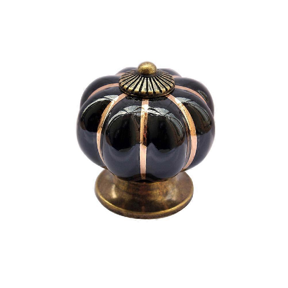 Ceramic Door Knobs Pumpkin Shape for Cabinet Drawer Handle 15Pcs Black