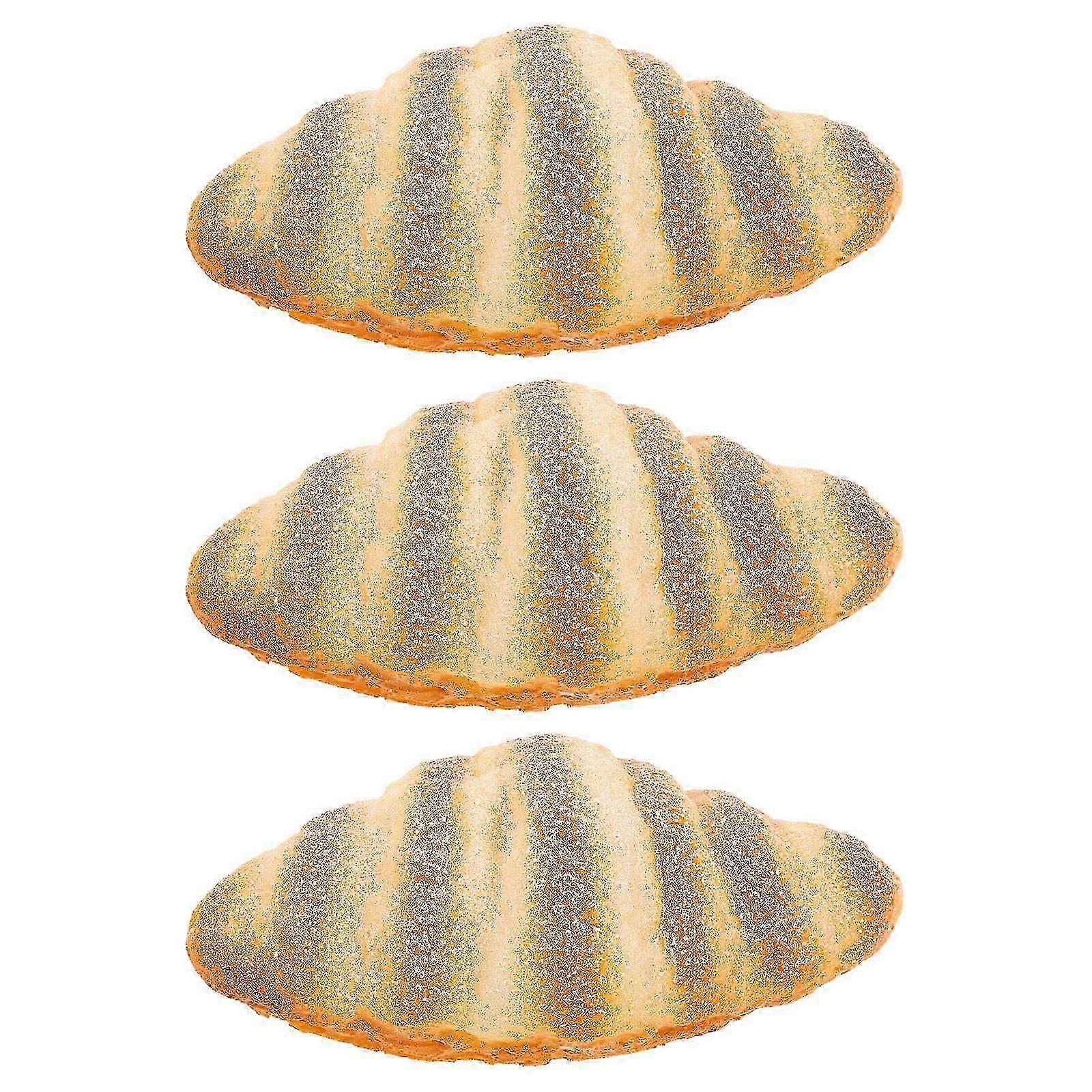 Faux Bread Simulation Artificial Bread for Decoration 3Pcs Orange PU Material