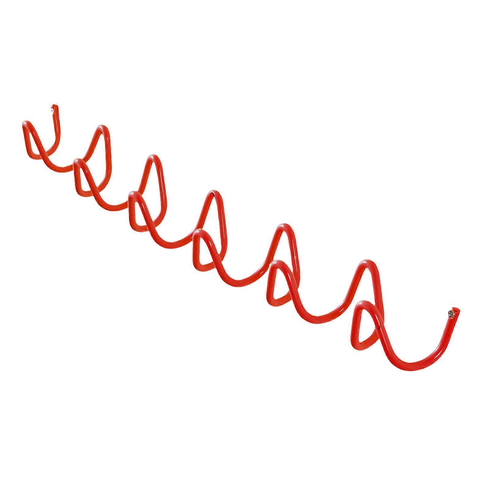 Functional 6 Hook Metal Wall Hook With Unique Wavy Structure For Efficient Storage Solution  Red