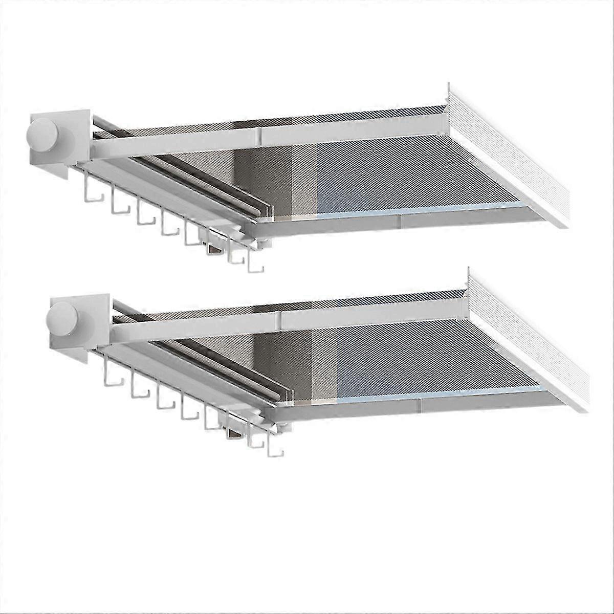 Retractable Invisible Folding Clothes Drying Rack,Punch-Free,White