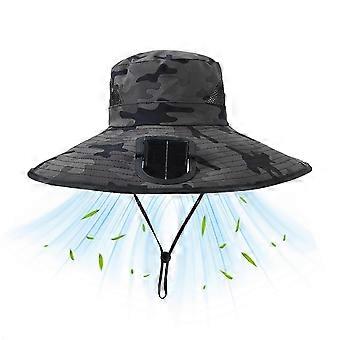 Fishing Hat Breathable Wide Brim Cooling Solar Fan Hat Outdoor hiking and mountaineering caps sunshade bucket hats