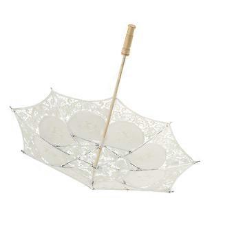 Spitzenregenschirm Handgemachte Baumwolle Handwerk Fotografie Requisite Hochzeit Regenschirm Dekor Durchmesser 60cm (Beige)