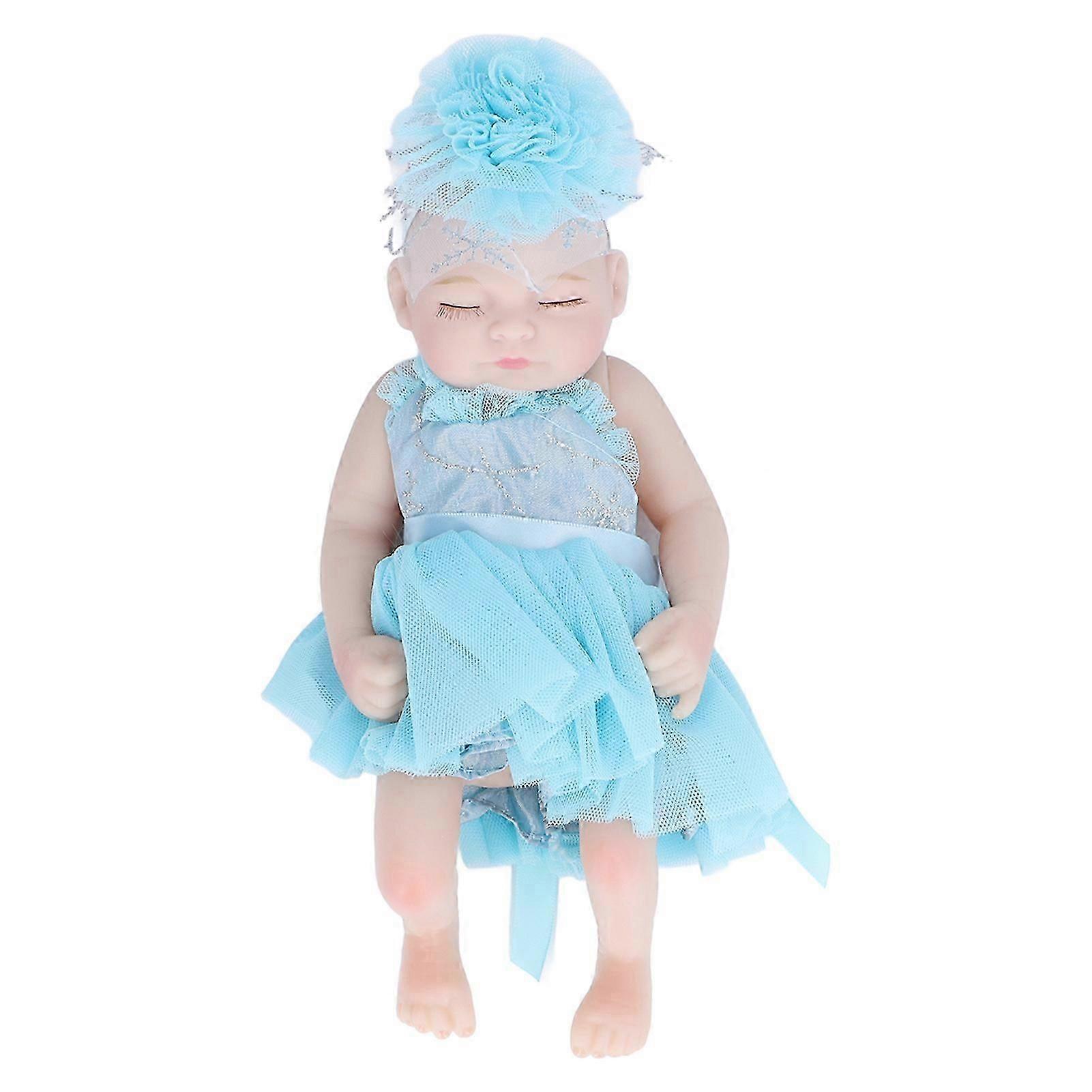 Boneca Reborn Realista de 10 polegadas em Silicone Macio com Roupa Azul Bonita