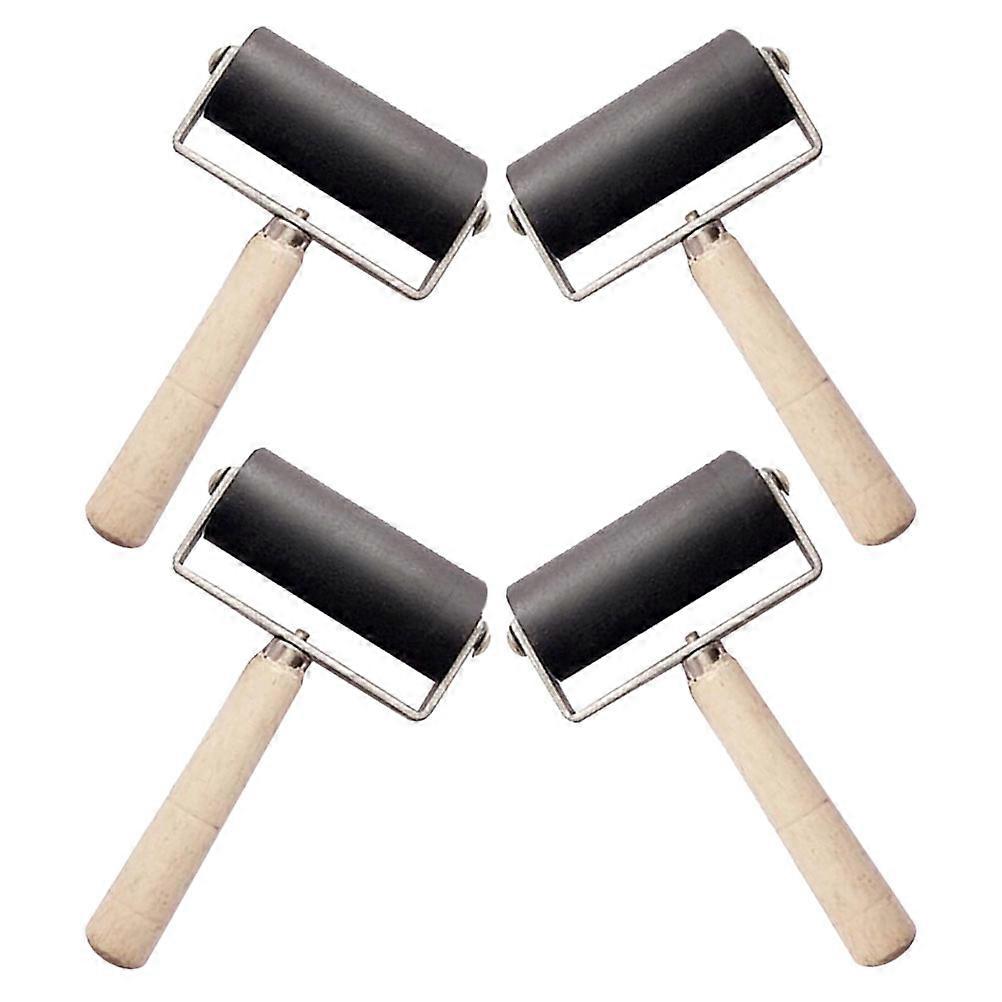 Black Printmaking Roller for Ink Application 4Pcs Roller Set