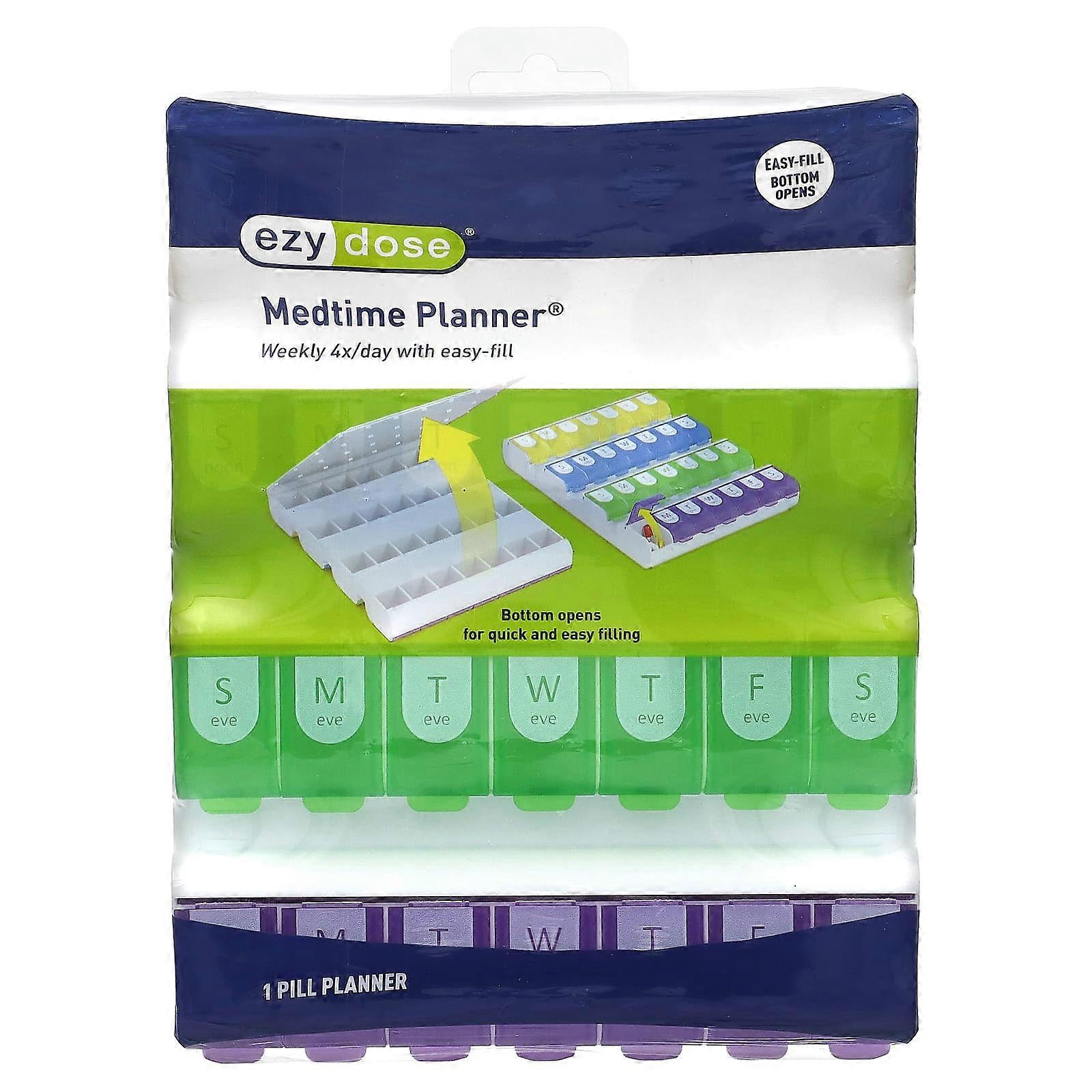 Ezy Dose, Weekly 4/Day with Easy-Fill Medtime Planner, 1 Count, 2-Pack