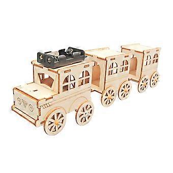 Brinquedo de trem de madeira DIY para crianças Kit de trem modelo de madeira 3d Conjunto de construção de haste educacional Modelo de artesanato de madeira não pintado para aniversário e brincadeira criativa
