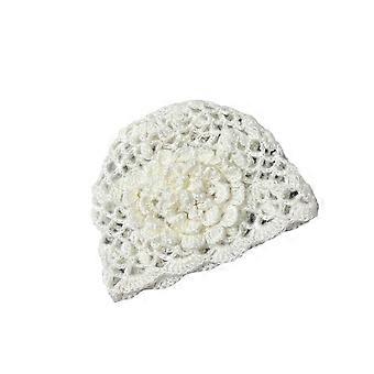 Womens Elegant Knit Berret With 3D Crochet Flower Embellishment Comfortable Nylon Fabric Stylish Photography Hat